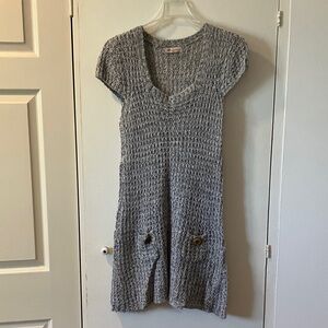 Gray Knit Short Sleeve Dress